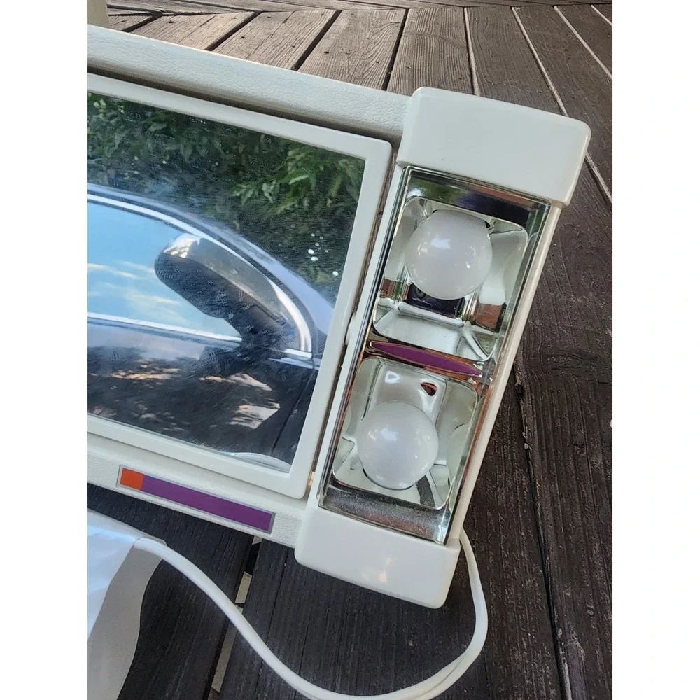 Vintage 1960s Underwriters Laboratories Lighted Table Vanity Mirror & Case HTF